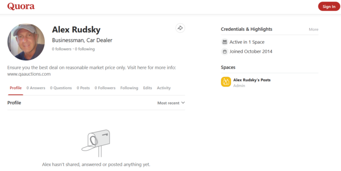 Alexander Rudsky Quora profile page