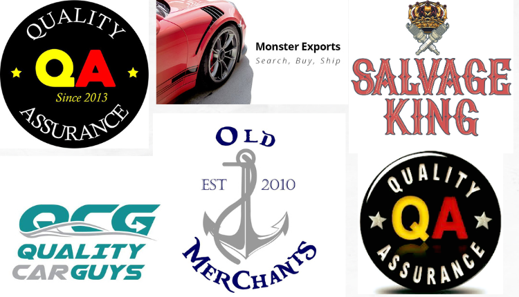 Logos of the companies registered by Alexander Rudsky operating car salvage and auction business.